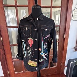 DIANE'S Essentials LAS VEGAS Women's JEAN JACKET Bling SEQUINS